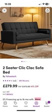 Black 2 Seater Clic Clac Sofa Bed