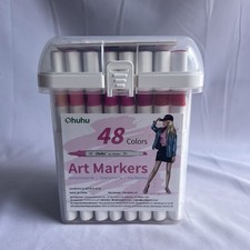 Brush Alcohol Markers Ohuhu 48 Colouring Pens Chisel and Fine Alcohol Based Mark