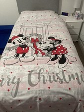 Christmas Disney Single Bed Duvet Cover Mickey Mouse Reversible