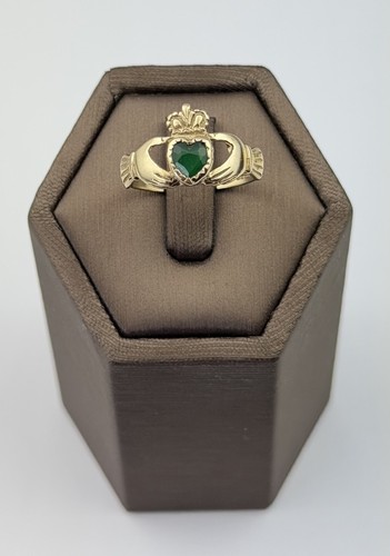 Green agate 9ct gold - 9ct, claddagh
