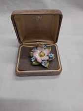 Vintage Charles Rose Staffordshire Fine China Flower Brooch (H20)