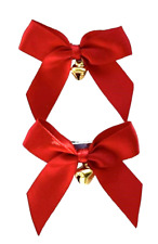 Pair of Christmas Hair Bow Alligator Clips Red with Jingle Bell UK Seller