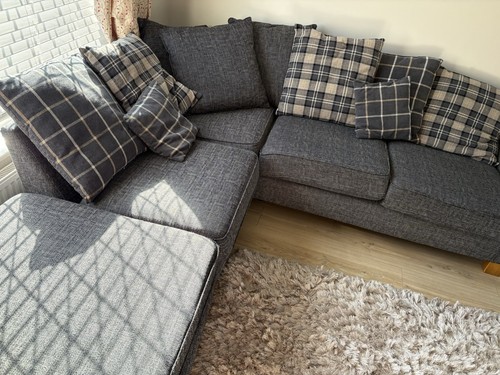Grey fabric corner sofa - grey,