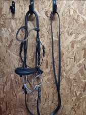 HKM Dutch Leather Bridle, Bit & Reins, Full Size.Black(Ref:204Y)
