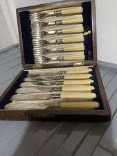 Antique Cased 12 Piece Fish