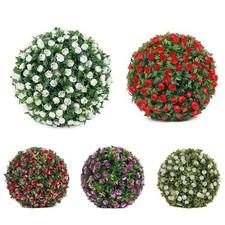 Plastic Hanging Plant with Artificial Rose Flower Balls for Decorative Baskets