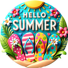 Hello Summer Flip Flops 10" or