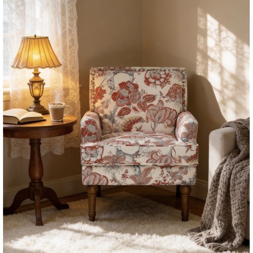 Retro chair floral upholstery - floral,