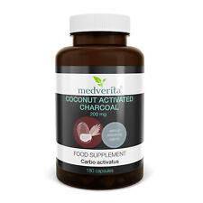 180 capsules ACTIVATED CHARCOAL 200mg (Coconut Shell) Detox, Toxins Bloating 