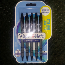 PaperMate Flexgrip Ultra Ballpoint Pen Pack of 5 - Black Ink