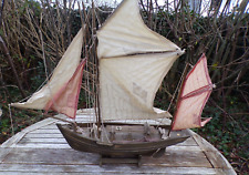 MODEL SAILING BOAT HANNAH THORNIER WOODEN MASTED TRAWLER ROWING