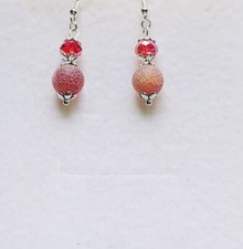 Stunning Red Italian Crystal & Terracotta Dragons Vein Agate Drop Earrings