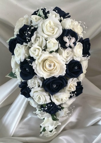 Wedding flowers ivory navy - wedding,