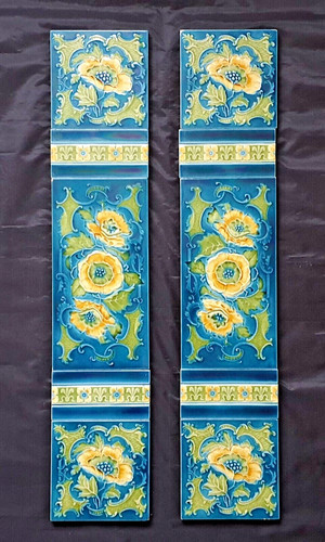 Set fireplace tiles moulded - tiles,