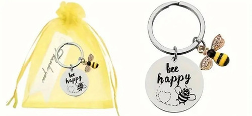 Bee happy bumble keychain - bee,