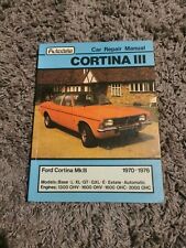 Ford Cortina Mk 3 1970-76 Autodata Repair Manual 1300 1600 OHV, 1600 2000 OHC