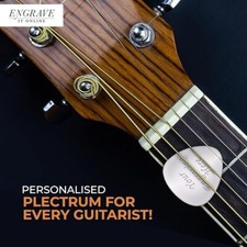 EIO Gifts Personalised Guitar Pick with Gift Box – Silver Guitar Plectrum