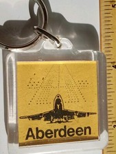 Vintage Keyring Plastic Clear Window Aberdeen Scotland ????Airport Airplane 