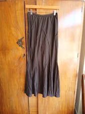 Vintage 90s Next Brown Linen Blend Long mermaid Trumpet Maxi Skirt 8 regular VGC