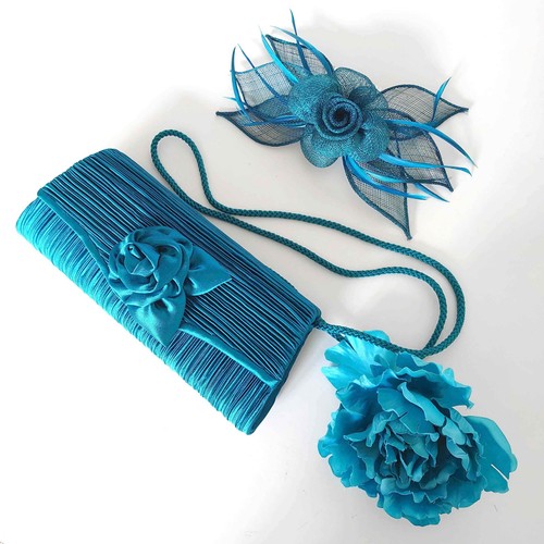 Turquoise rose fascinator - rose,