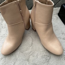 Cream Ankle Boots , Zip Fastening Size8