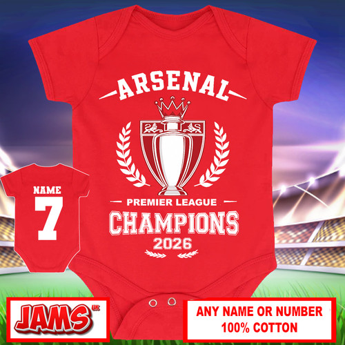 Personalised arsenal baby grow - personalised,
