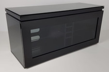 Sleek Modular Gecko Gloss Black TV Cabinet with Glass Door - REFLECT 1100mm