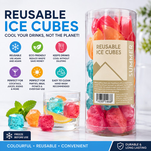 Colourful reusable ice - reusable, cubes