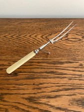 ANTIQUE 19TH C VICTORIAN SILVER PLATE MEAT CARVING FORK