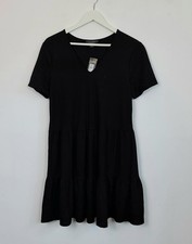 Plain black tiered - black, dress