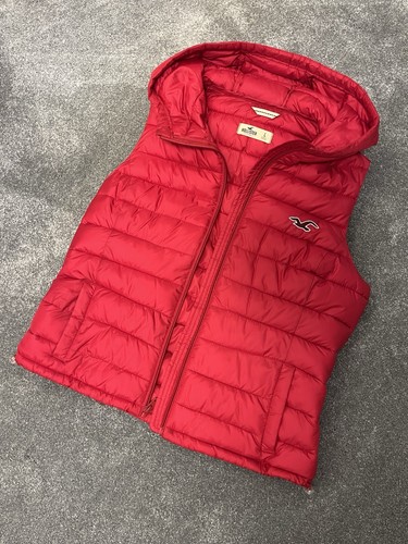 Hollister red hooded puffer - hooded,