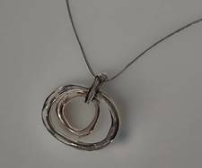 Women’s NEXT Pendant Necklace Silver & Rose Gold Tone Double Loop Brutalist 496
