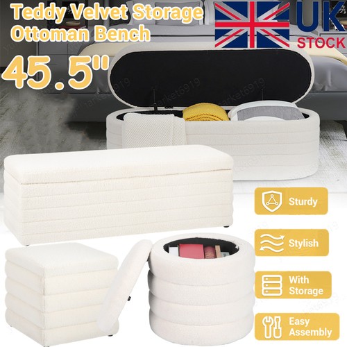 Velvet storage ottoman teddy - velvet,
