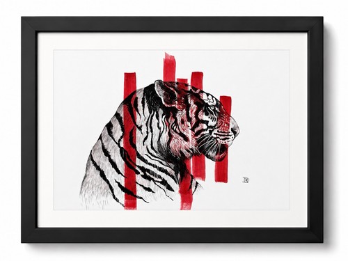 Original tiger painting - tiger, a3