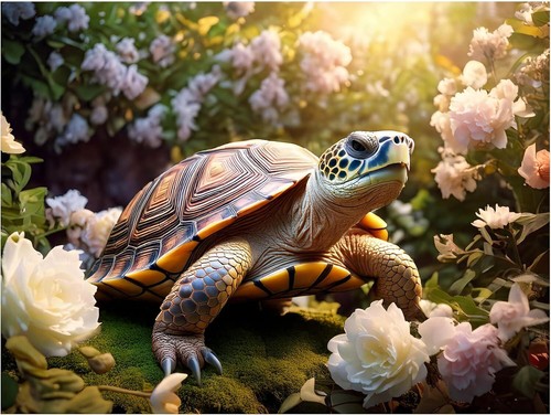 Tile mural turtle - mural, garden