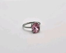 Oval Brilliant Cut Pink Synthetic Diamond 18k White Gold Plated Ladies Ring 