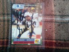 STAN GELBAUGH AUTOGRAPHED LONDON MONARCHS AMERICAN FOOTBALL TRADING CARD