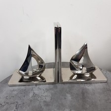 Silver Sailing Boat Bookends