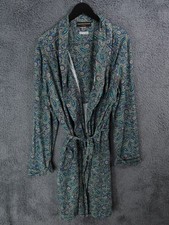 Lloyd Attree Smith Dressing Gown Men XL Green Paisley Robe Cotton Belted Pyjamas