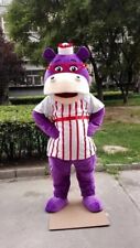 Purple Hippo Mascot Costume