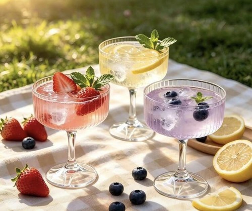 Pcs ribbed cocktail glasses - ribbed,
