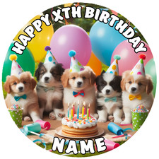 3-6 Inch Puppies, Personalised, Edible Cake Toppers, Puppy, Party, Dogs