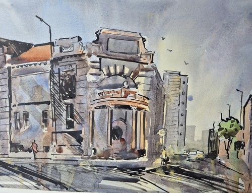 Old cinema london - cinema, watercolour