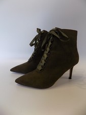 Faith High Heel Boots Size 6 Women Khaki Green Lace Up Ankle Steampunk Victorian
