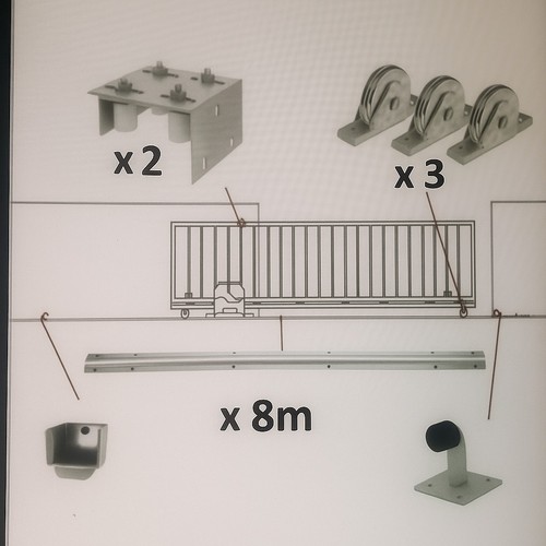 Sliding gate kit tracks - sliding, 8m