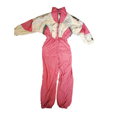Virage Ski Suit Size 14-16 Pink White Womens EU 40 USA 10 Vintage 90s Snow Suit