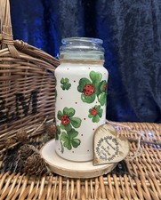 Ladybird Storage Jar: Glass, Upcycled, Hand Painted, Decoupage