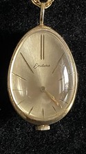 Vintage Ladies Endura Tear-drop Shaped Pendant Watch On A 70cm Gold Tone Chain.