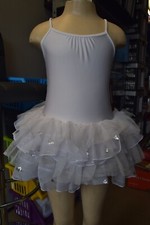 White Bloch spiral sequin 4 layer camisole tutu dress -M299c Age 2-4
