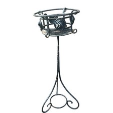 Vintage French Wrought Iron Plant Stand – Rustic Mid Century Gothic Garden Décor
